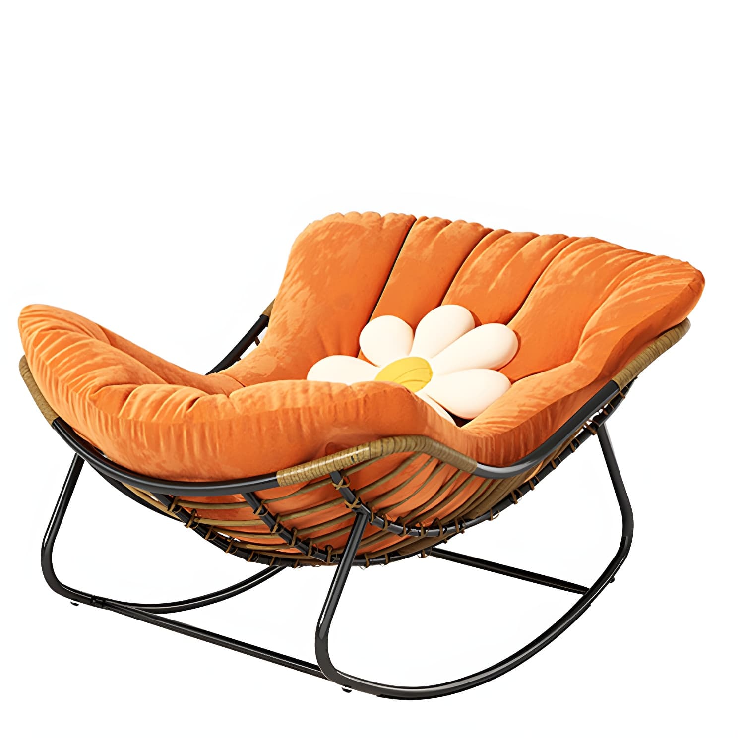 Modern Metal Indoor Rocking Chair with Upholstered Seat - Armless Design for Comfortable Seating - image 12