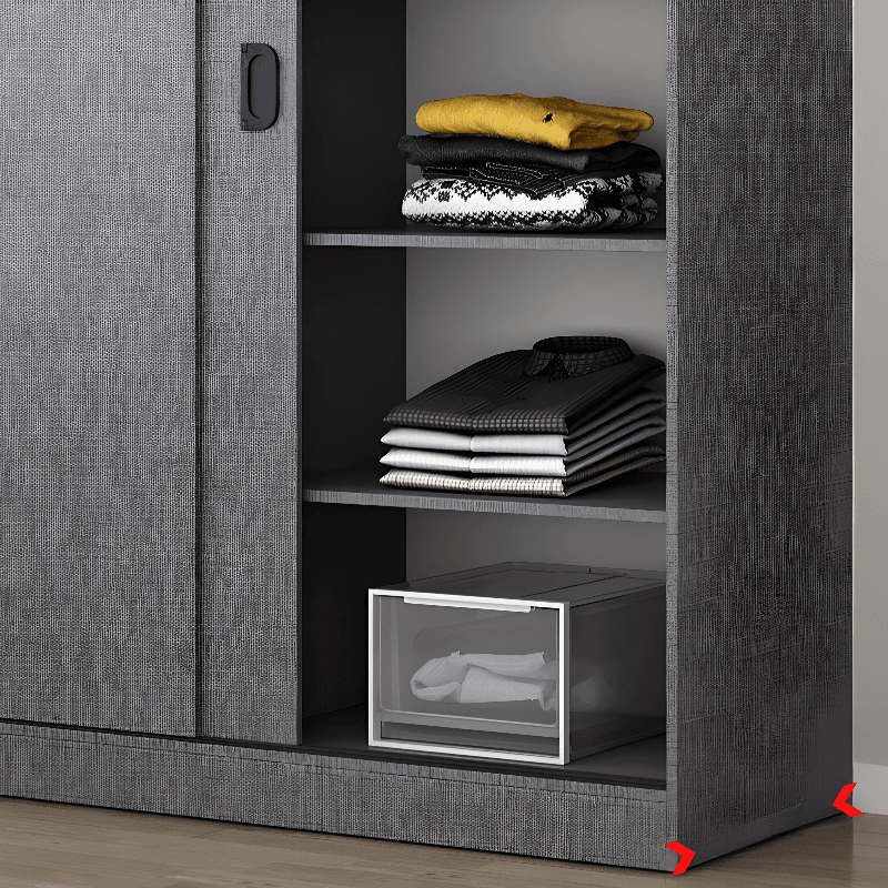 Dove Grey Modern Timber Wardrobe with Self-supporting Design, Soft Close Features, and Clothing Rod - image 5