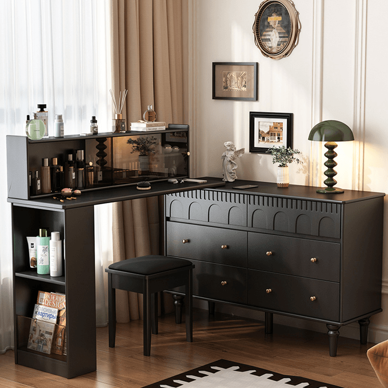 Simplistic Large Vanity Set/Makeup Vanity with Rubberwood Table Top, 4 Drawers/6 Drawers/2 Drawers, Scalable and No Suspension - image 3