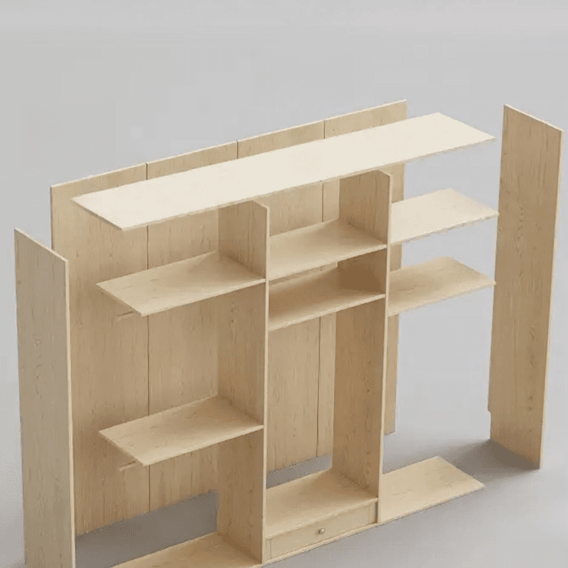Natural Finish Unfixed Almirah Manufactured Wood Soft Close Drawer Soft Close Door Hinged - image 8
