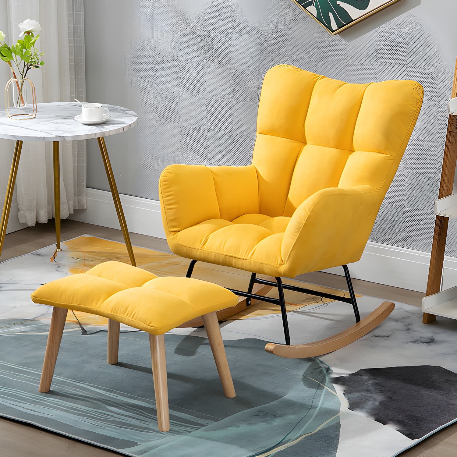 Simple Nordic Style Rocking Chair Balcony Lounge Recliner Sofa Rocking Chair - image 8