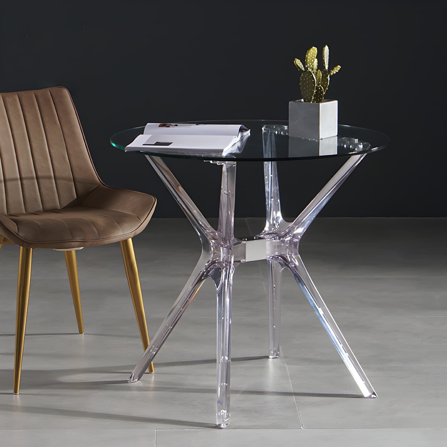 31.5" Modern Style Dining Table Round Glass Pedestal Dining Table for Home Use - image 10