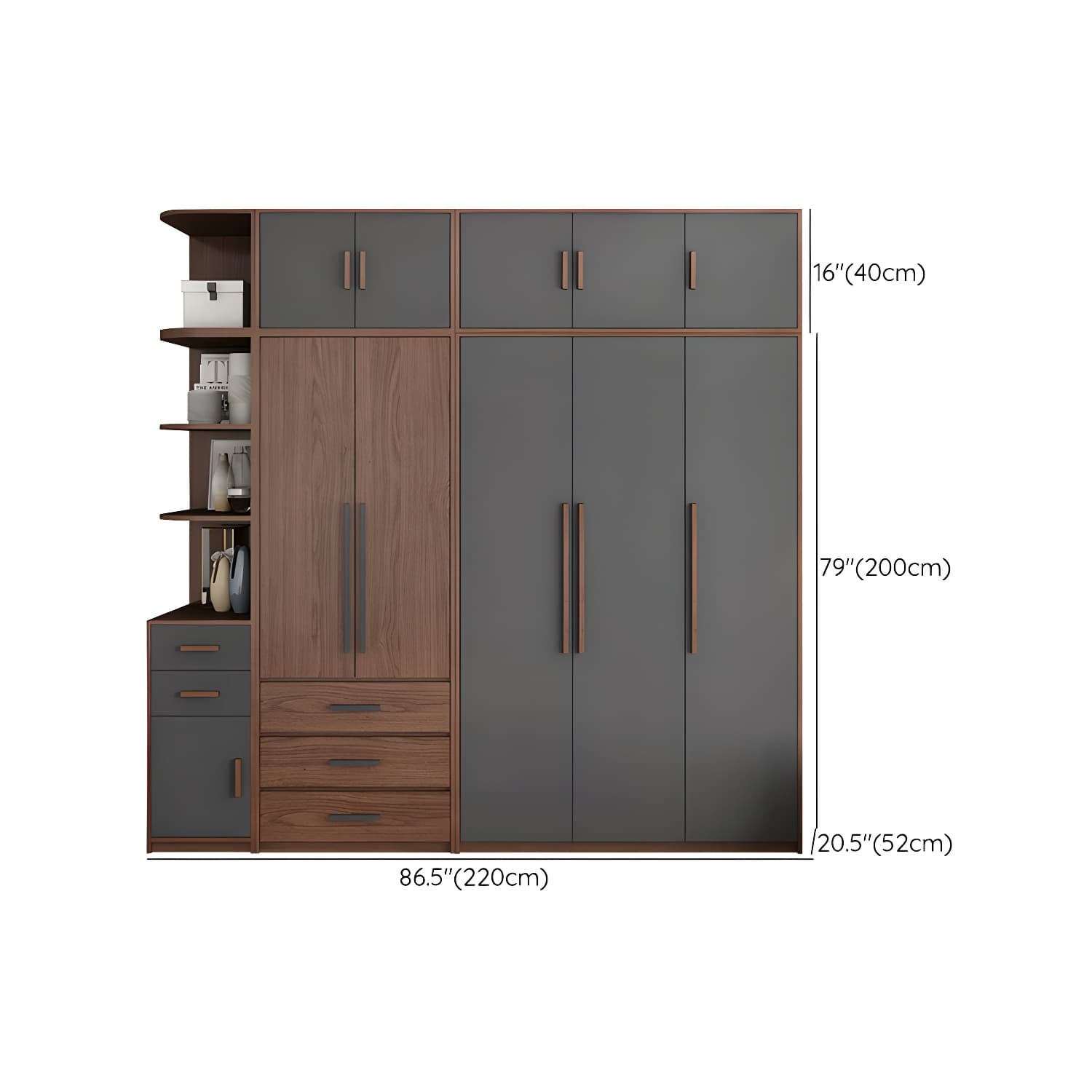 Traditional Wood Wardrobe Armoire with Drawers, Shelves, and Clothing Rod - image 27