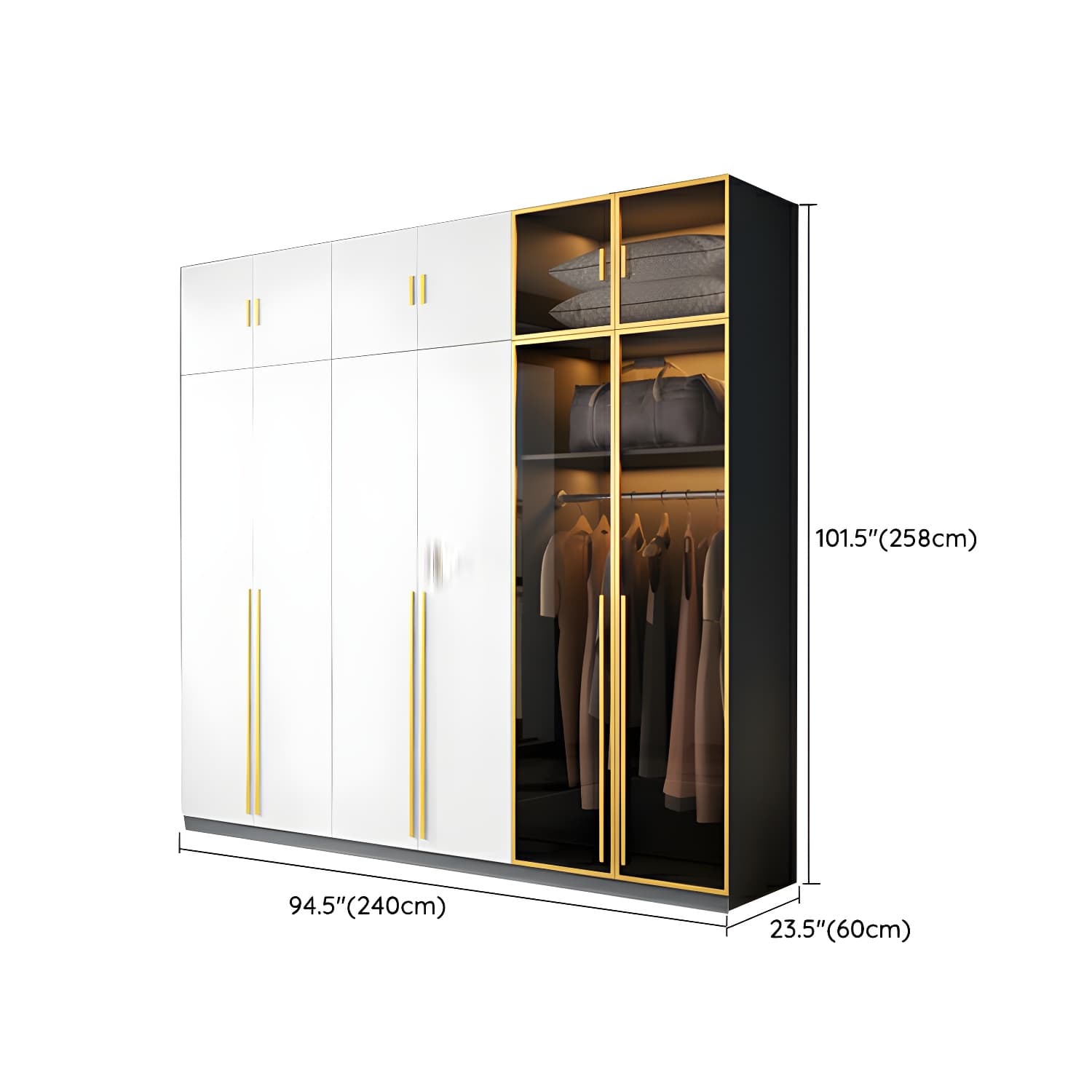 Contemporary Color Block Glass Doors Combination Armoire with Shelves Storage - image 22