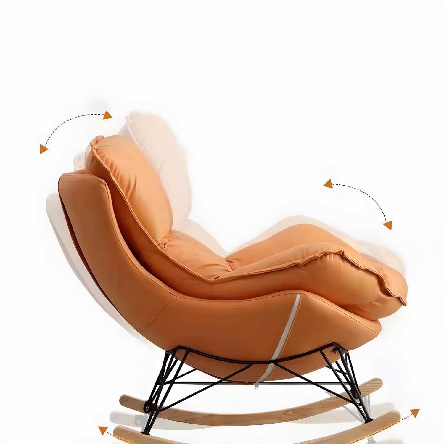 Modern Glider Chair Solid Pure Color Faux Leather Rocker Chair with Ottoman - image 13