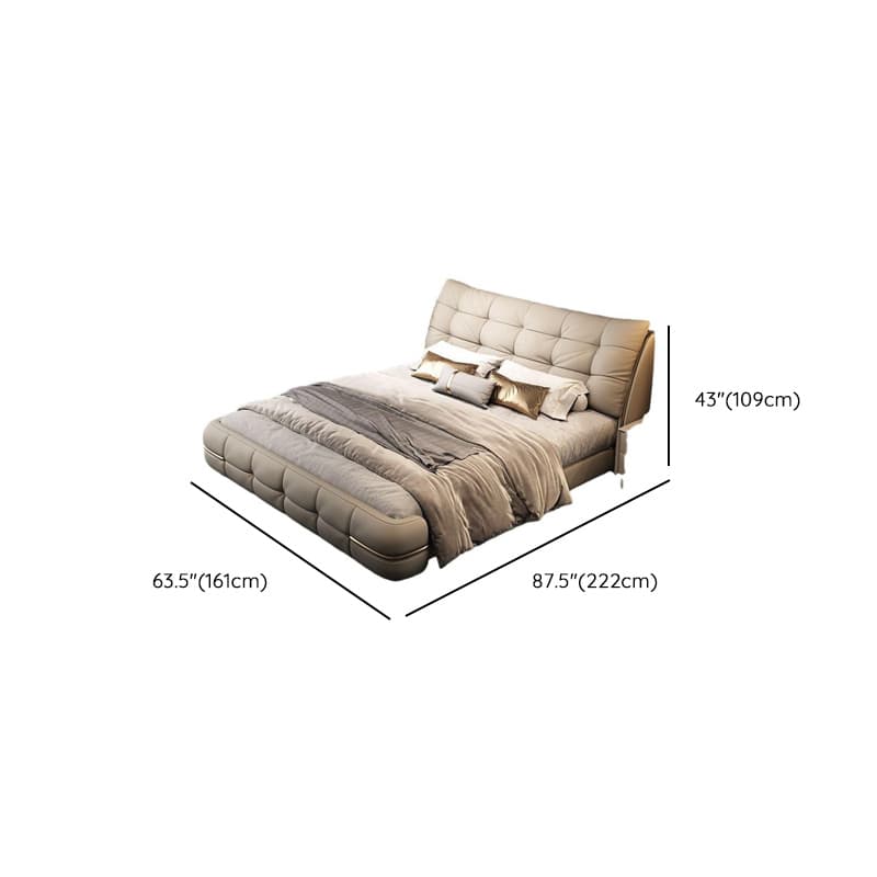 Beige Solid Color Storage Bed/Platform Bed with Pine Wood Frame for Living Room - image 11