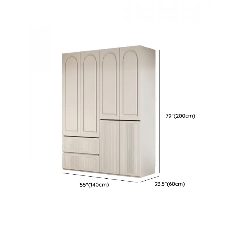 White Minimalist Manufactured Wood Independent Wardrobe Closet with Soft Close Drawer, Soft Close Door, and Interior Shelves - image 11