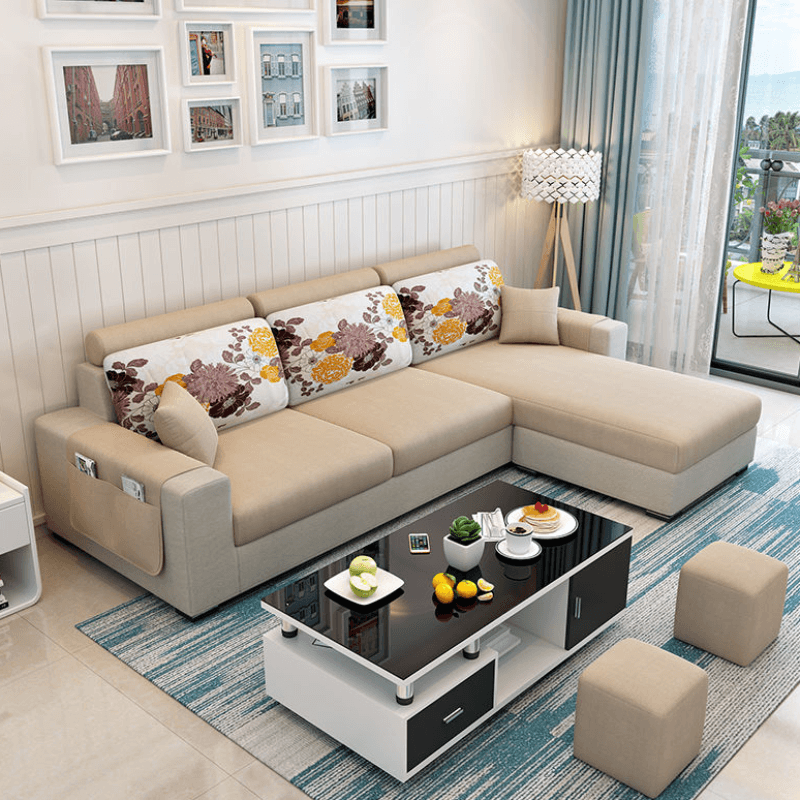 L-Shape Corner Sectional in Lavender/Olive Green/Beige with Left Hand Facing/Right Orientation - image 10