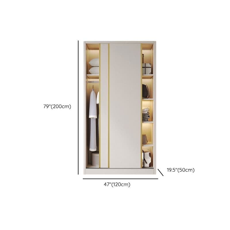 Attractive Modern White Wardrobe Armoire with Clothing Rod & Shelves - image 19