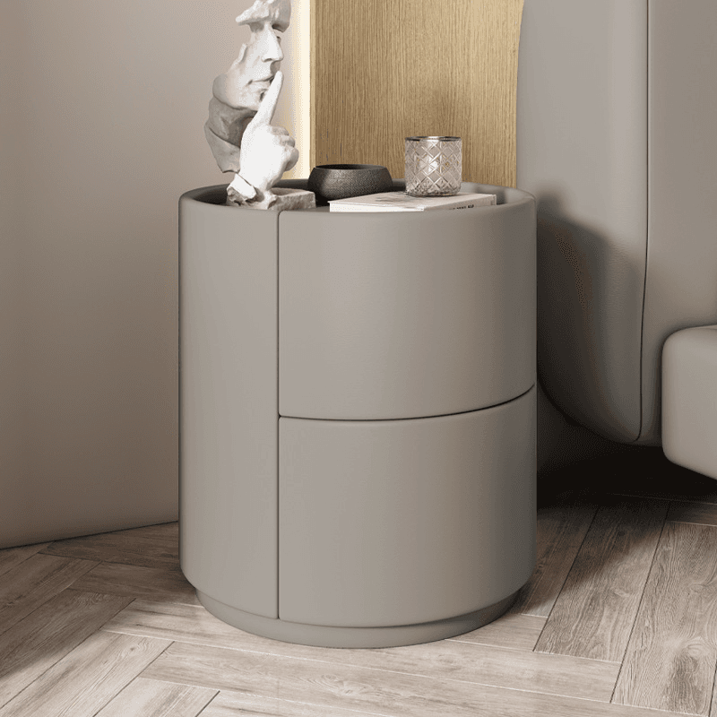 Trendy Vinyl Leather Cylindrical Drawer Storage Nightstand Multi Color - image 5