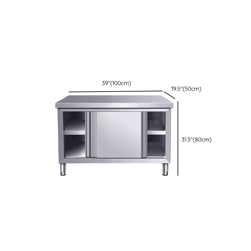 Silver Scullery Sink Cabinet with Reflecting Stainless Alloy Countertop, Self-supporting and Culinary Equipment Storage - image 14