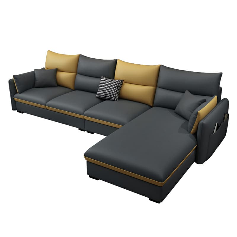 Modern Gray Stationary Sectional Sofa with Wood Frame and Cushion Back - image 5
