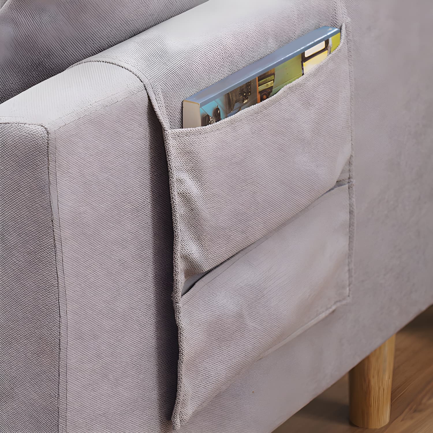 Scandinavian 3 Seater Sofa with Pillows Back and Tuxedo Arm and Solid Wood Legs - image 18