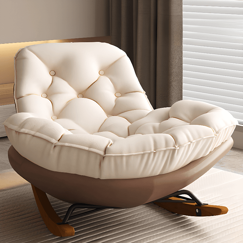 Stationary Upholstered Rocking Chair with Cushioned Rear in a Scandinavian Style, Footstool Included/Not Included - image 19