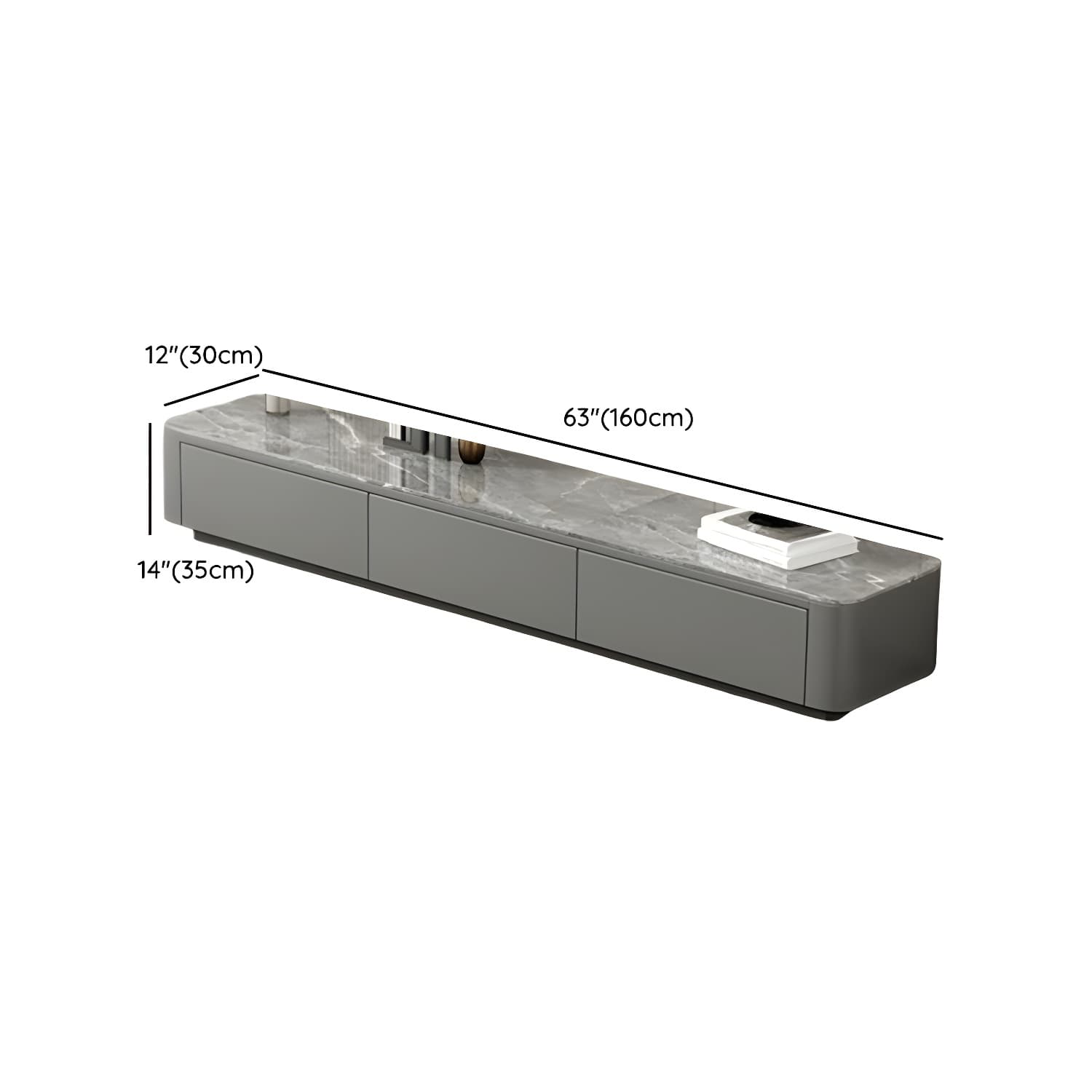 Stone Low TV Stand with Soft-close Drawers and Cable Management - image 13