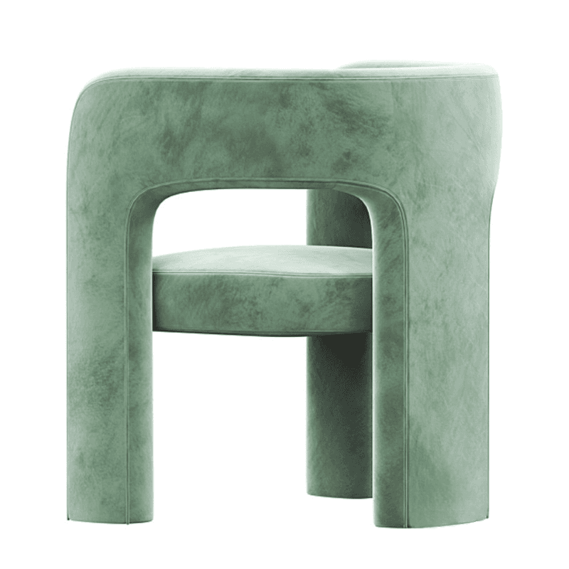 Soft-pile Fabric Upholstered Secure Outlined Arm Chair with Curved Back and Dark Blue/Light Green/Blush Legs in a Nordic Style - image 15