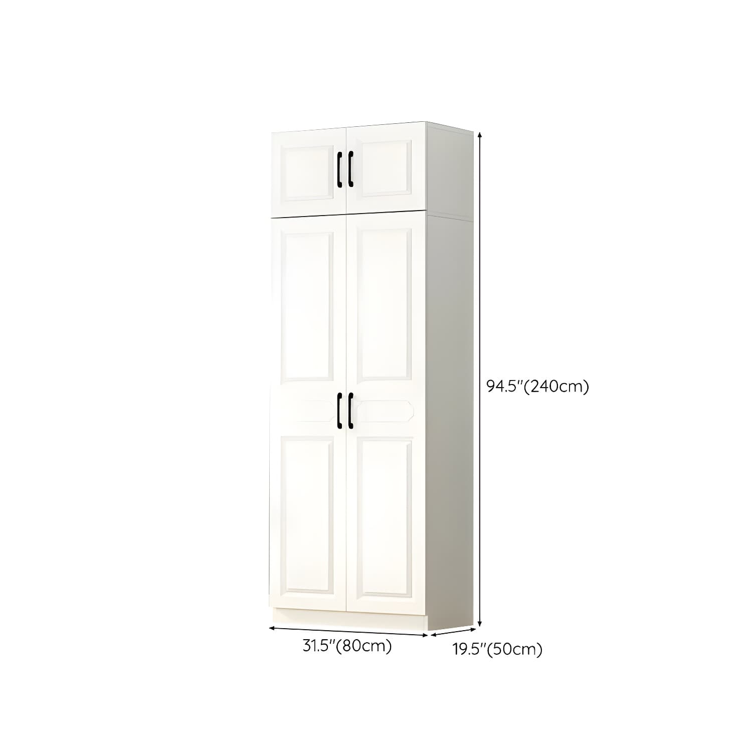 White Modern Wood Wardrobe Armoire with Clothing Rod and Shelves - image 17