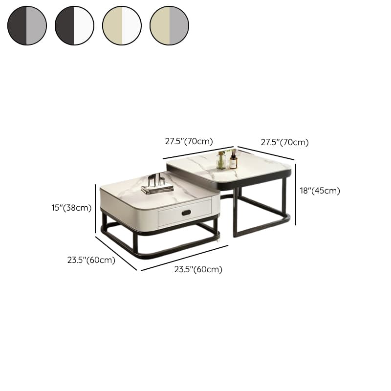 Square Double Nesting Accent Table with Framework Base for Home - image 17