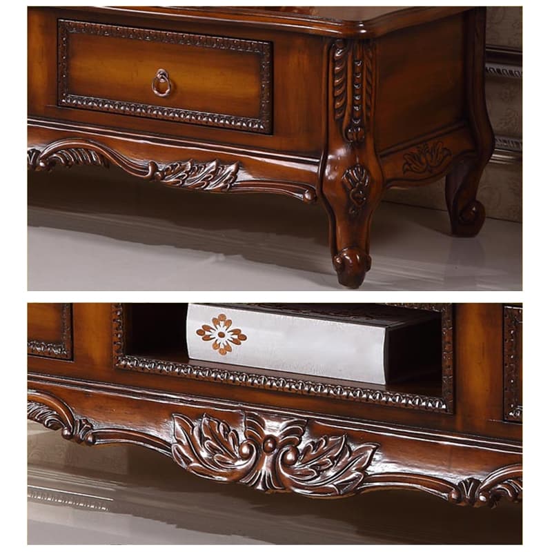 Scandinavian Brown TV Stand with Drawers & Shelves and Low Height featuring Open Storage - image 3
