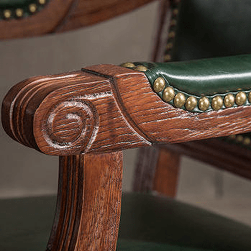 Traditional Antiqued Wood Sturdy Nailhead Trim King Louis Arm Chair/Armless Chair with Outlined and Foot Pads - image 10