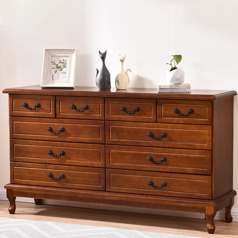 Traditional Style Black Handle Chest with Drawers in Solid Wood - image 8