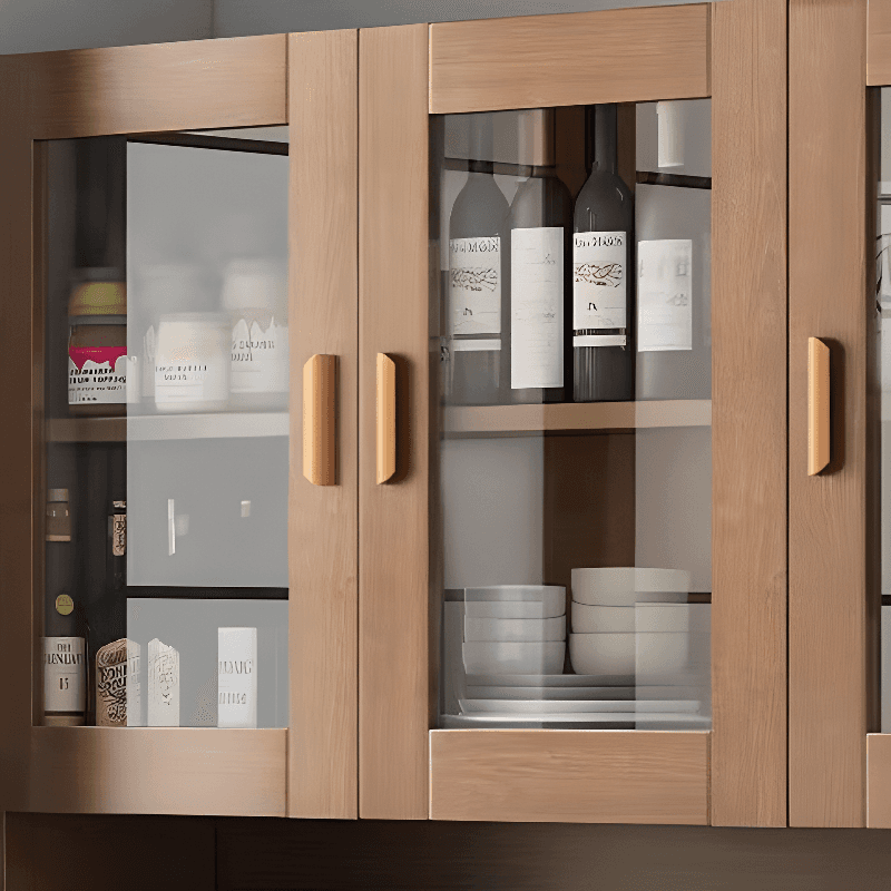 Modern Glass Doors Freestanding Wood Countertop Sideboard with Kitchen Appliance Storage - image 11
