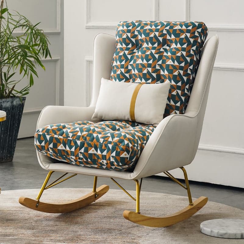 Contemporary Resistant To Dirt Upholstered Rocking Seat with Natural Wood & Metal Base and Recessed Arm - image 3