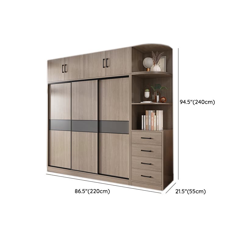 Rustic Brown Self-supporting Armoire Cabinet Pine with Shelves - image 32