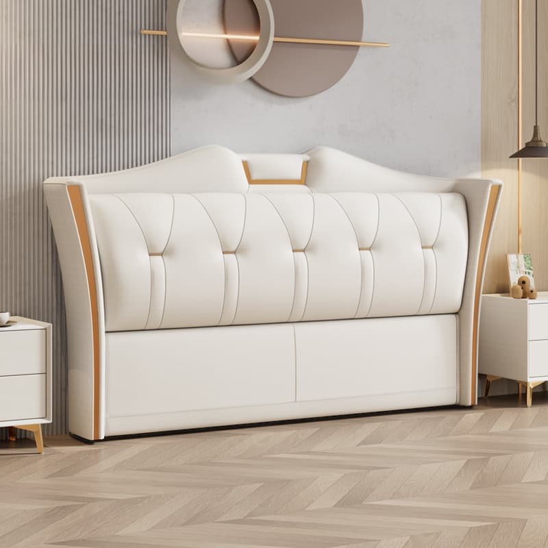 Trendy Wingback Headboard in Natural Wood with No Distressing, Camelback Shape for Queen/Full Bed, Featuring Sponge Upholstery and Standard Height - image 7