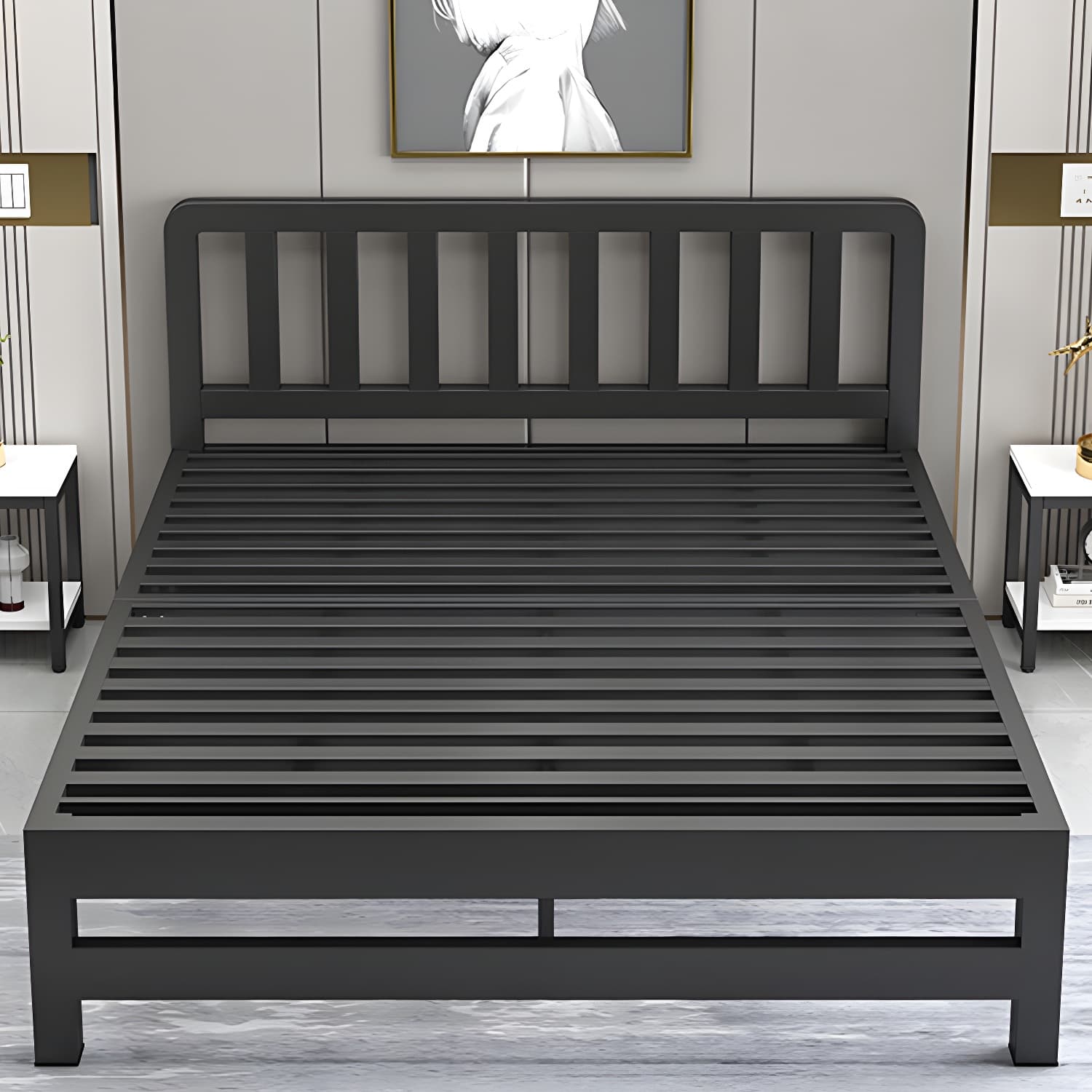 Modern Metal Bed Frame with Legs and Non-Upholstered Solid Color Design - image 4