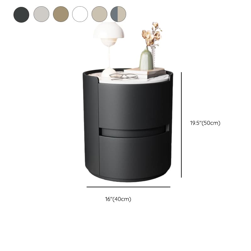 Minimalist 2 Tiers Round Nightstand with Stone Countertop - image 14
