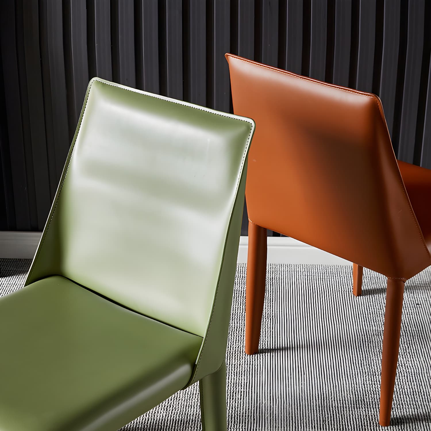 Designer Style Restaurant Saddle Leather Side Chair Matte Finish Parsons Dining Chair - image 14