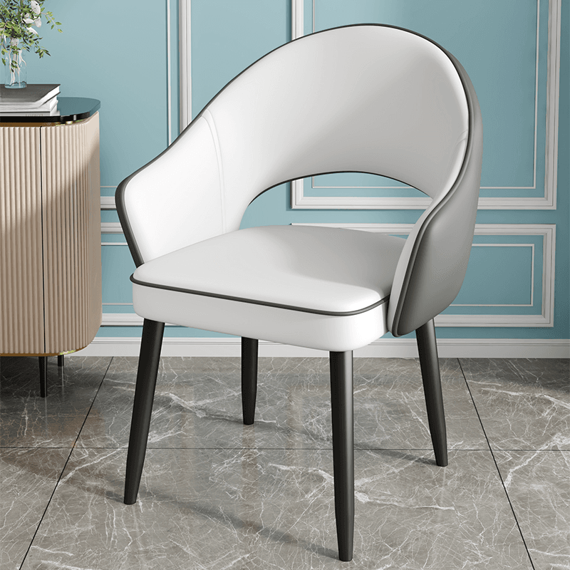 Modish Arm Chair with Ventilated Back, Padded Upholstery, Arms, and Steel Legs - image 3