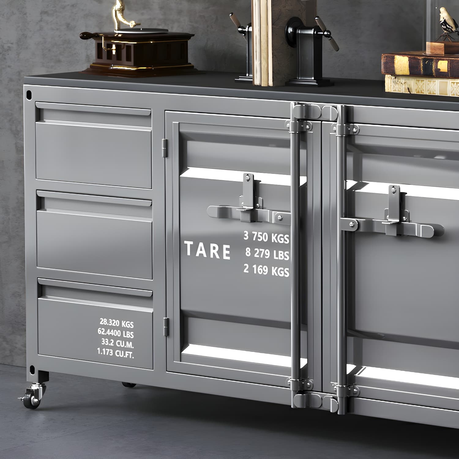 Industrial Metal Sideboard Credenza with Cabinets and Drawers - image 13