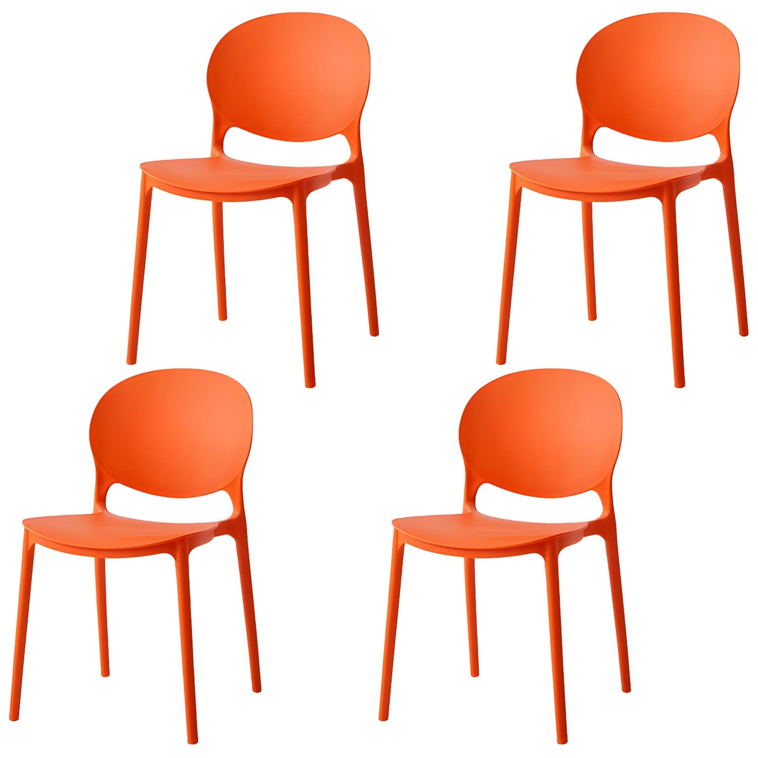 Modern Style Stackable Plastic Chair Open Back Dining Side Chair (Set of 4) - image 8