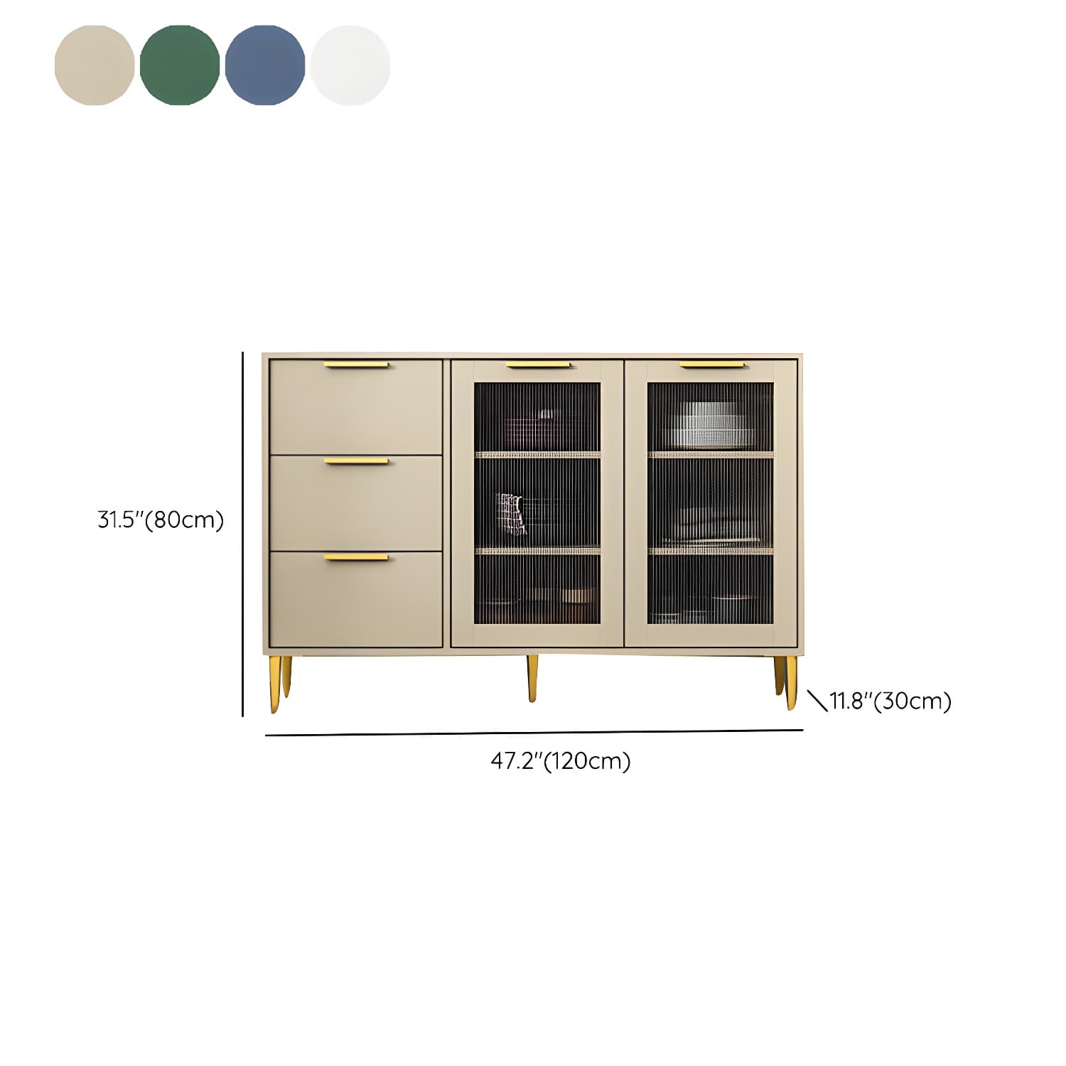 Glam Engineered Wood Sideboard Glass Doors Sideboard with Gold Legs - image 16