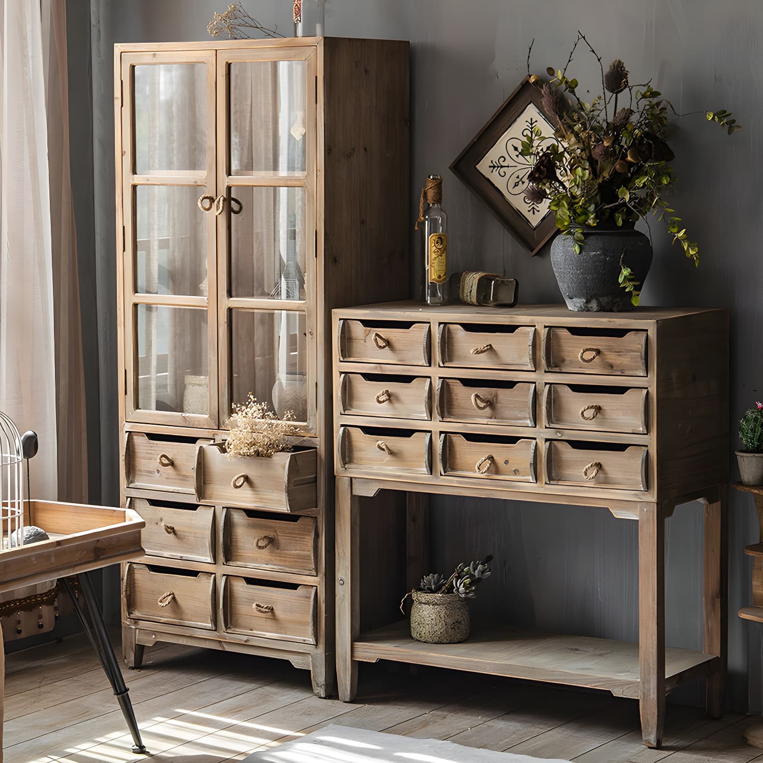 Solid Wood Accent Cabinet Industrial Stain Resistant Cabinet