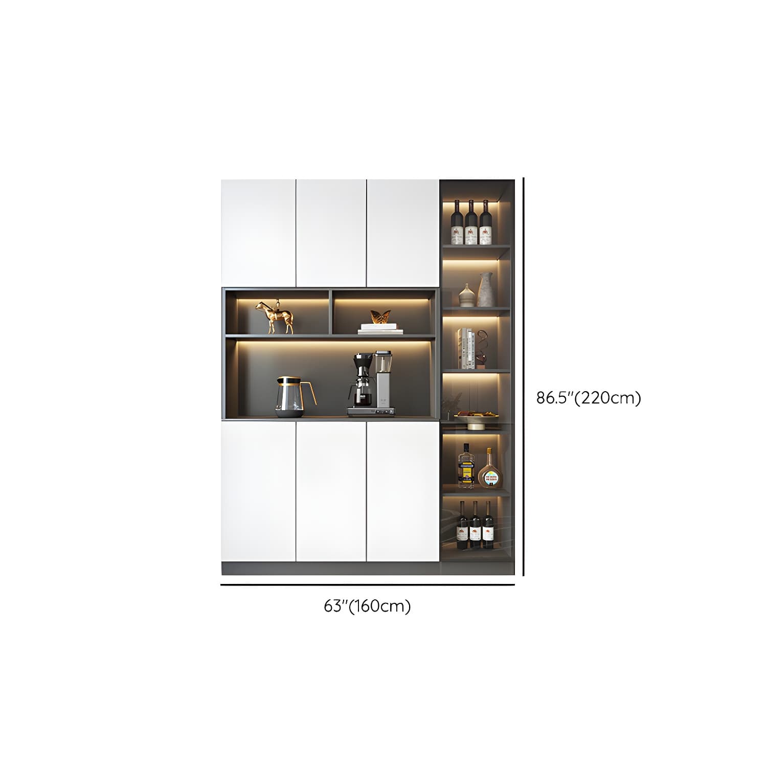 Modern Glass Adjustable Shelving Doors Wood Sideboard Cabinet with Cabinets and Drawers - image 21