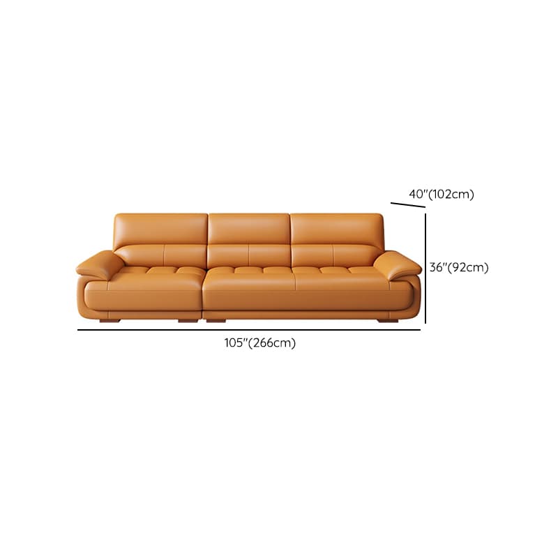 Modern Orange Genuine Leather Sectional Sofa with Wood Frame and Pillow Top Arms - image 17