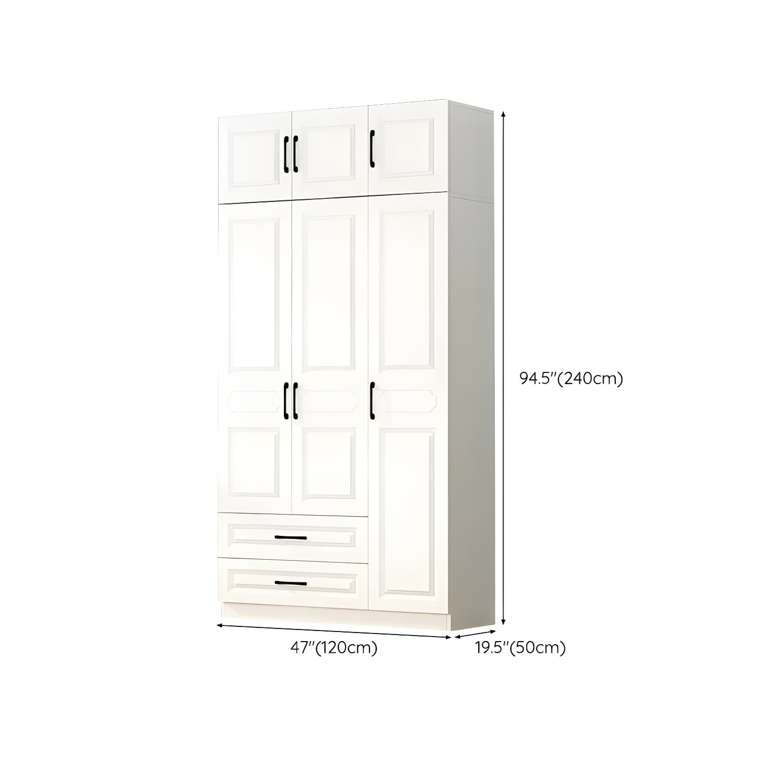 White Modern Wood Wardrobe Armoire with Clothing Rod and Shelves - image 18