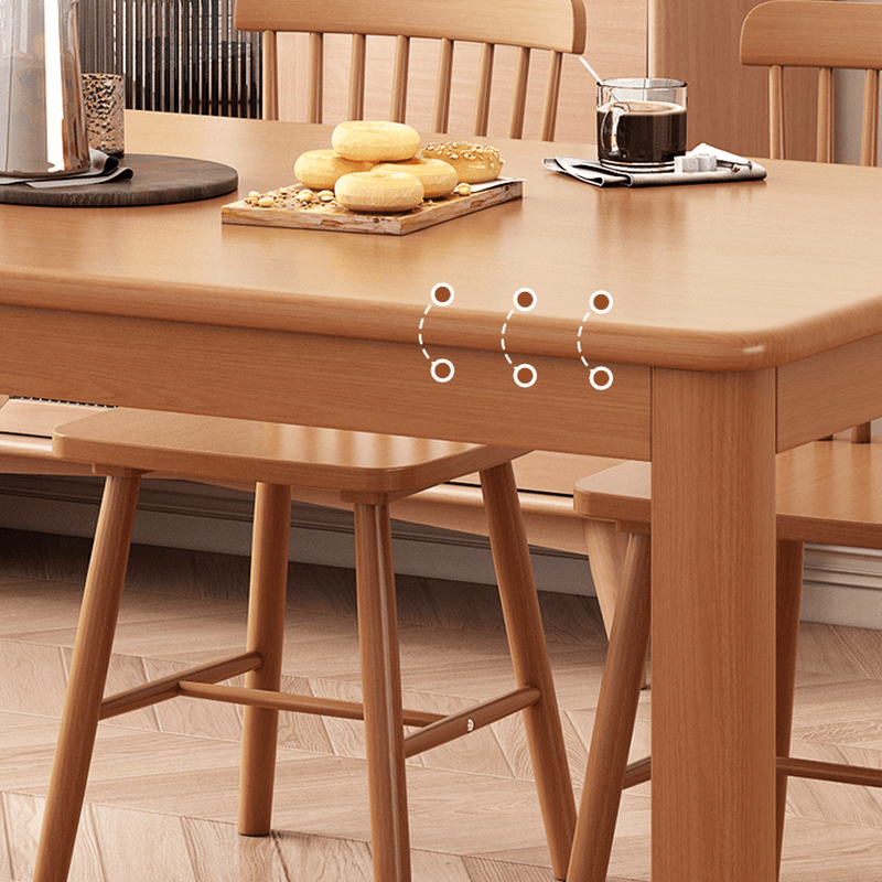 Minimalist Rectangular Dining Table Set with 4 Legs and Natural Wood Top - image 7