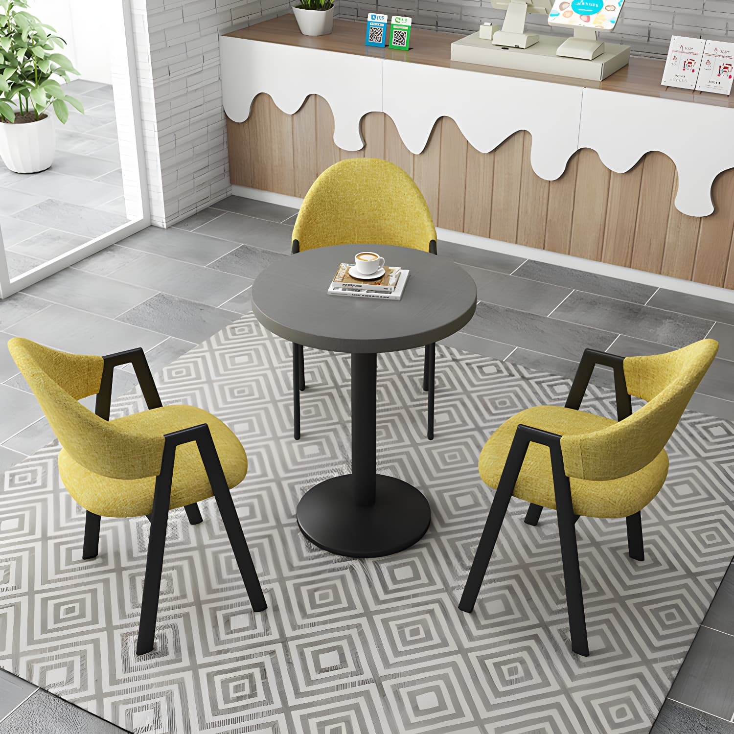 Modern Style Iron Arm Chair Open Back Dining Side Chair with Upholstered - image 20