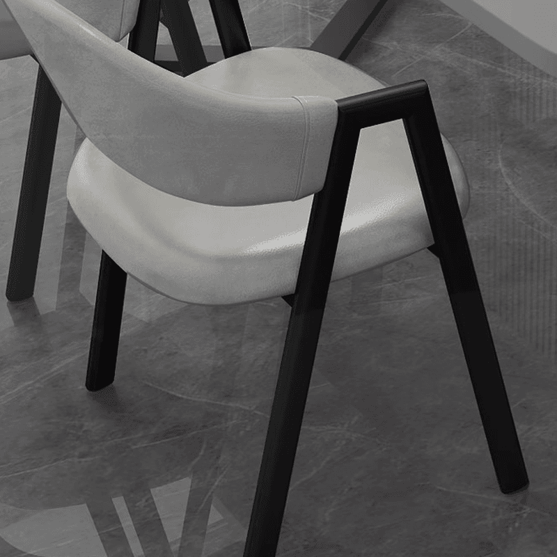 Dining Table Set with Recycled Wood Sleighing Base, Padded Chair, Back and Armrest, 5-piece in White - image 9
