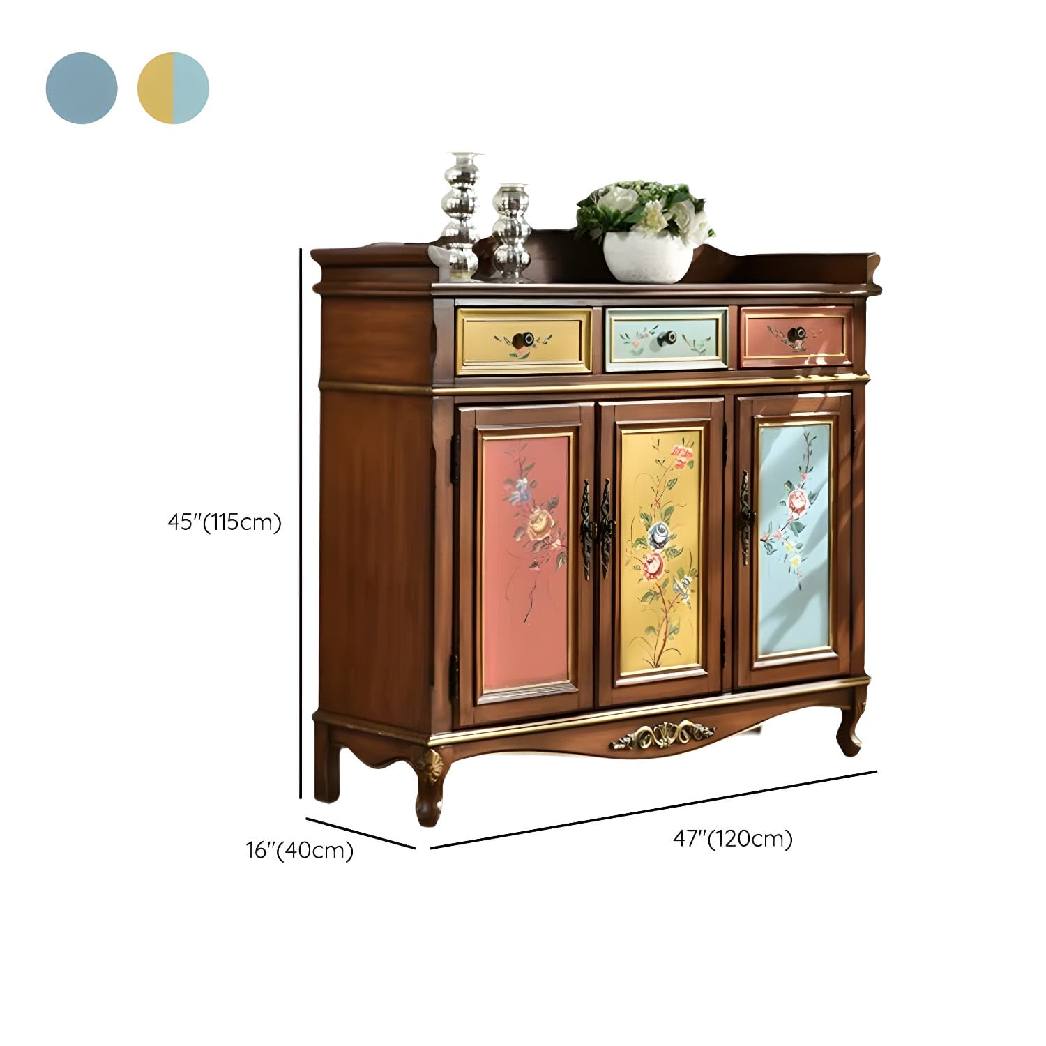 Industrial Rectangle Accent Cabinet Solid Wood Cabriole Legs Accent - image 13
