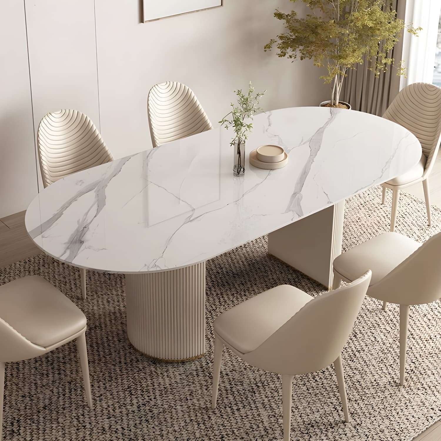 Traditional Luxury Dining Table Sintered Stone Oval Table for Home - image 5