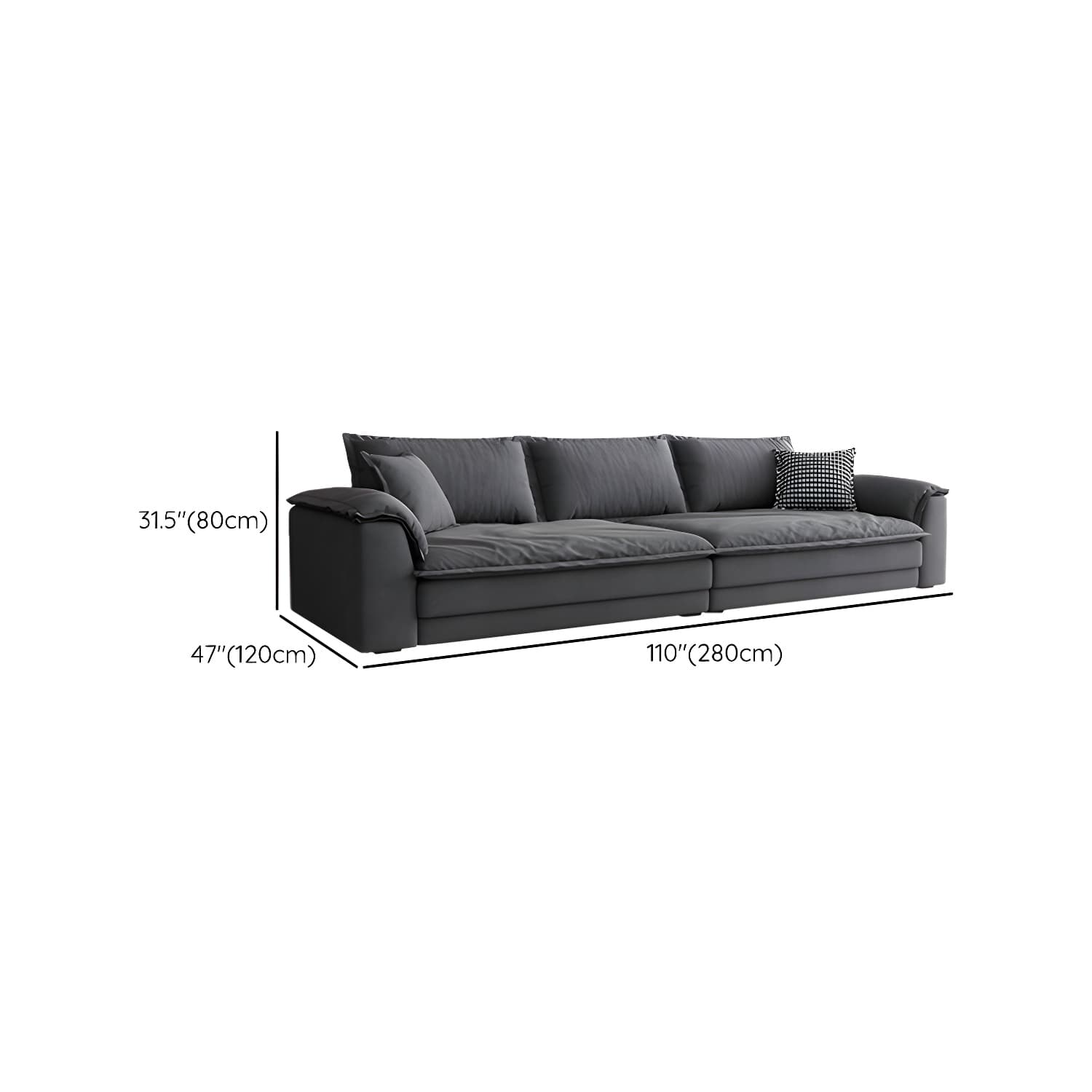 Modern Gray Abrasive Cloth Upholstered Stationary Sectional Sofa with Wood Frame - image 19