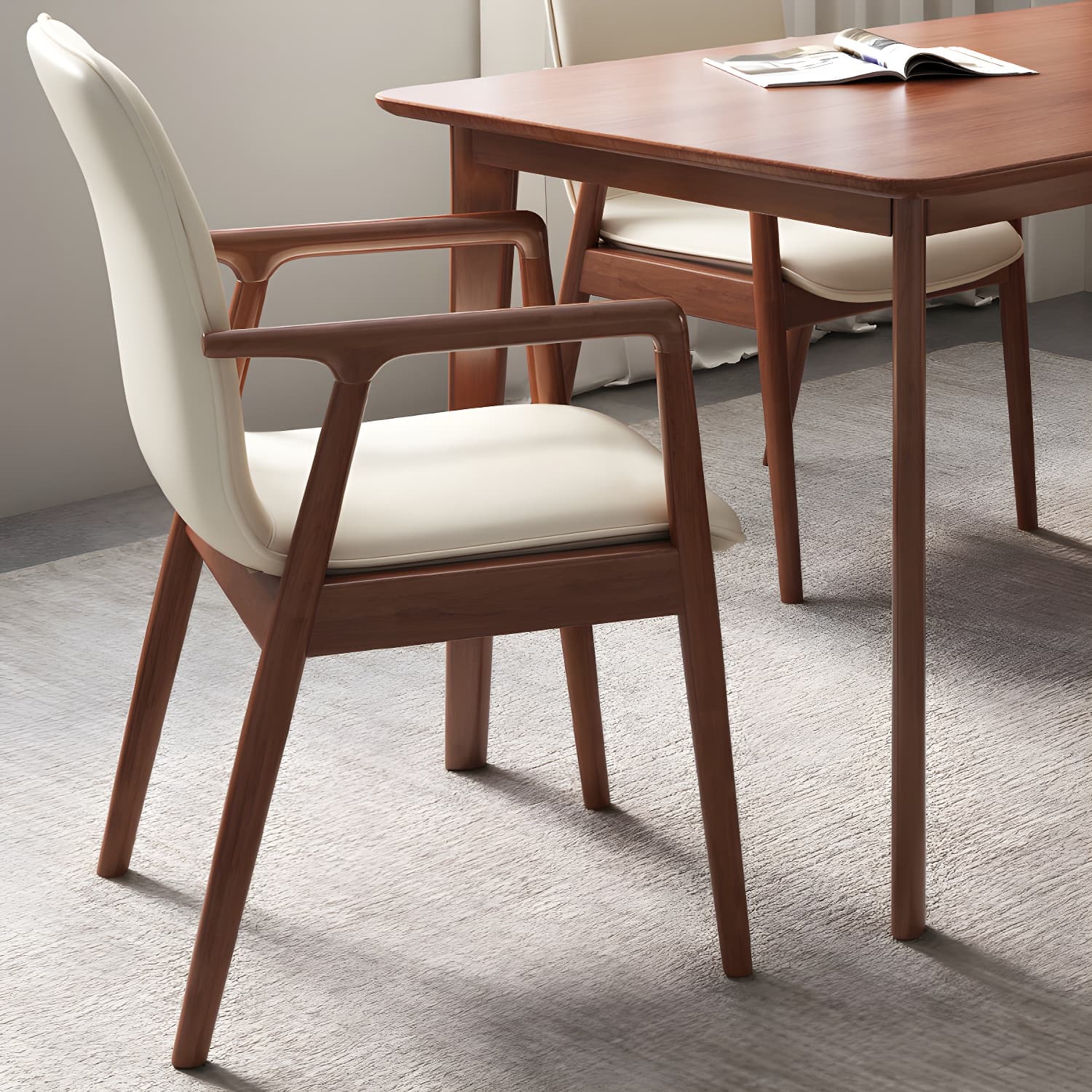 Modern Style Chair Dining Arm Chairs with Wooden Legs for Kitchen - image 12