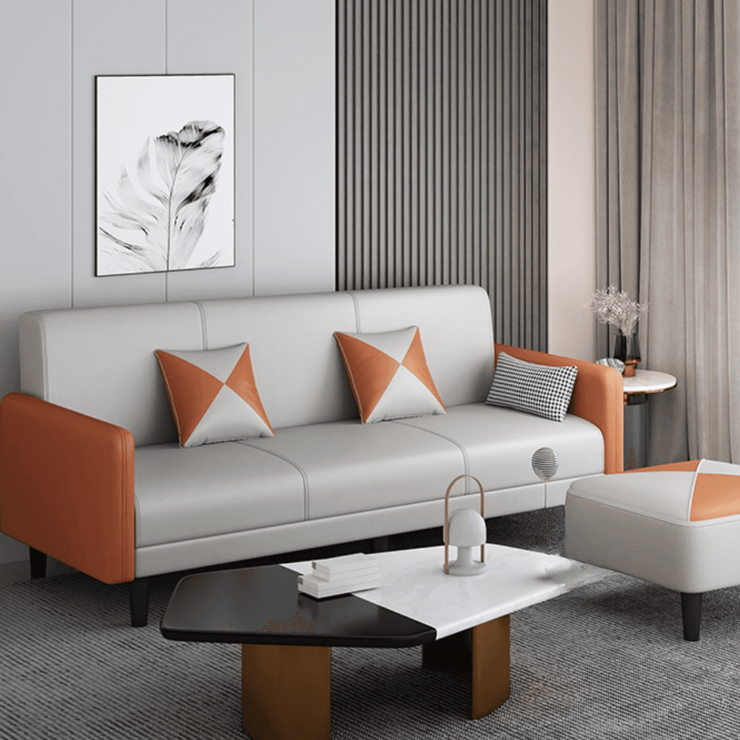 Trendy Solid Color Stain Resistant Standard Sofa in Grey/Cerulean/Beige with Arm, 4-seater/Seats 3 and 2 Pillows - image 24