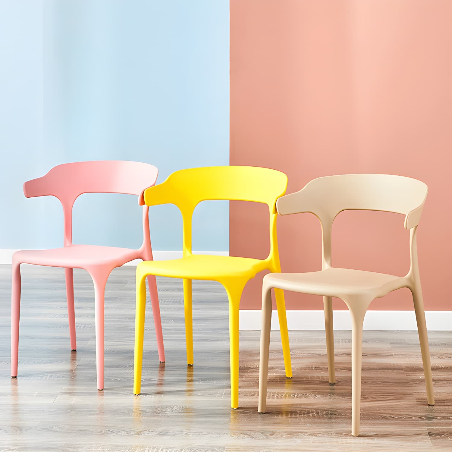 Home Modern Side Chair Stackable Open Back Plastic Dining Room Chair Set - image 20