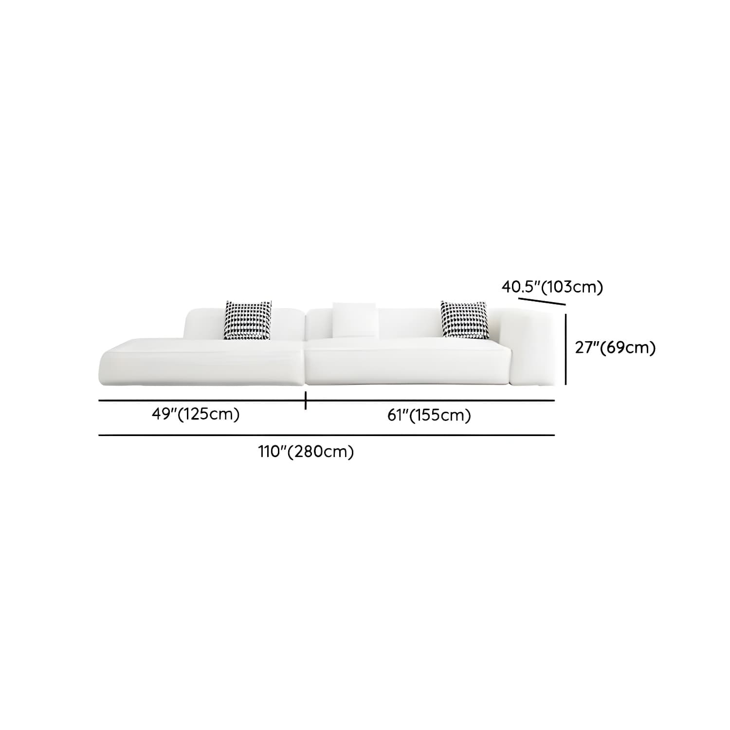 Modern Beige Tech Cloth One Arm Sectional Sofa with Wood Frame - image 9